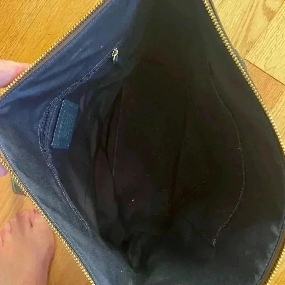 COACH Gallery Tote In Signature Canvas Top Zip Tan Brown Dark Green 79609 EUC - Picture 8 of 10